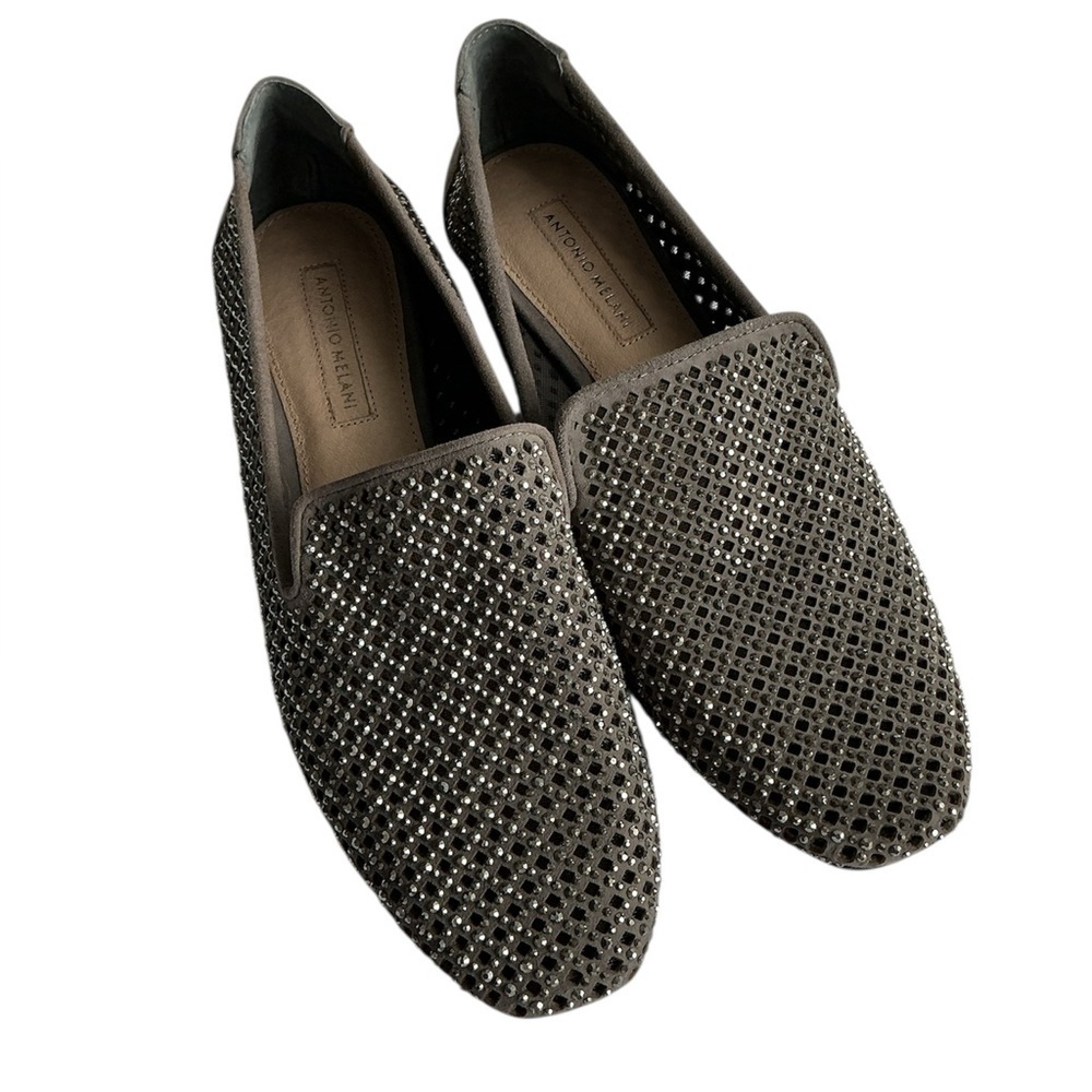ANTONIO MELANI Black Studded Loafers shoes size 6